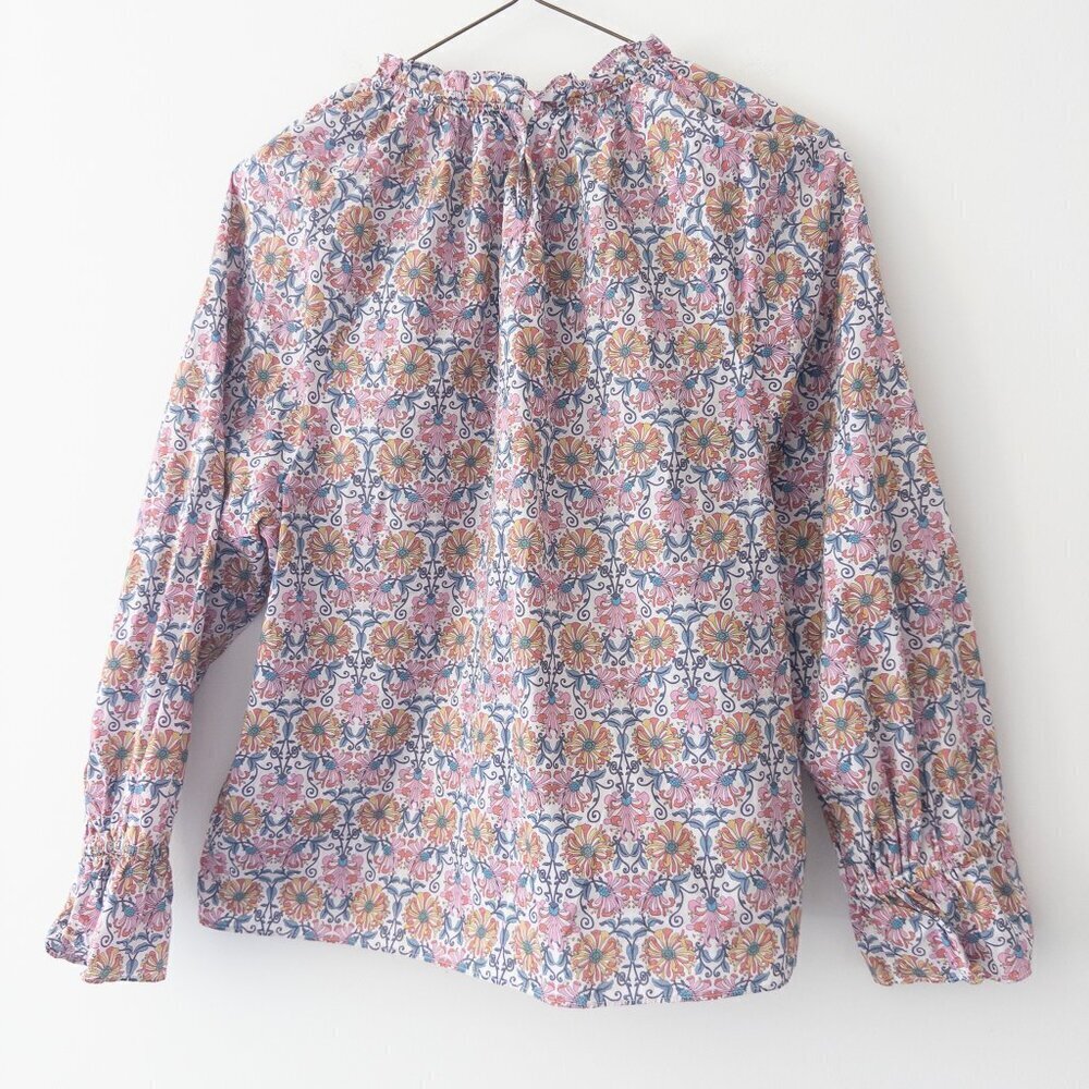 J. Crew x Liberty Honeysuckle Floral Ruffle Neckline Fluted Sleeve Top - Picture 5 of 10